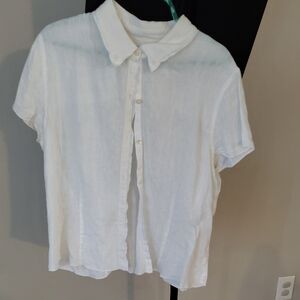 J. Jill White 100 % Linen Top